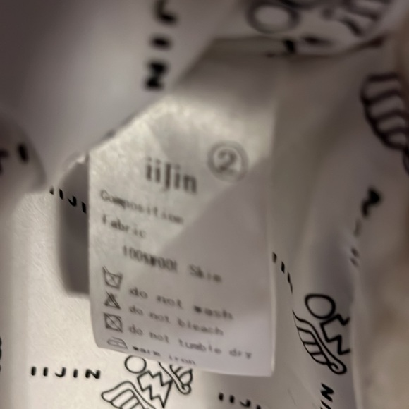 IiJin 100% wool SZ2 pullover lined knit cuff black ring 5” slit sides warm NWOT - Picture 3 of 14